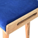 Burford Blue Velvet Tray Style Footstool by Lavishway | Footstool-22301