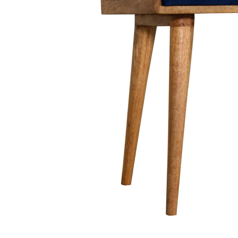 Burford Blue Velvet Tray Style Footstool by Lavishway | Footstool-22302