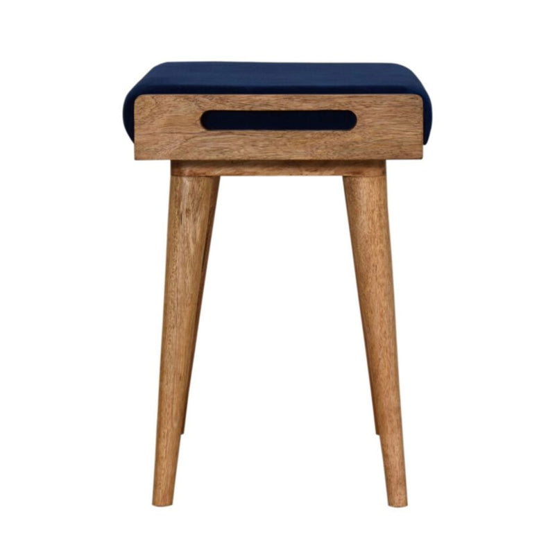 Burford Blue Velvet Tray Style Footstool by Lavishway | Footstool-22299