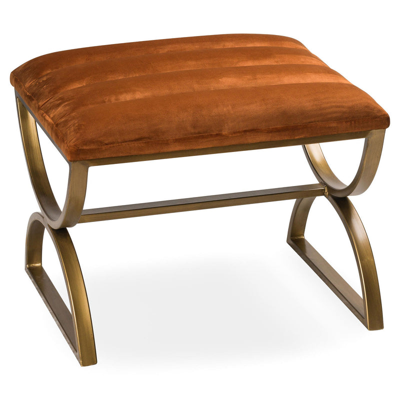 Burnt Orange Brass Ribbed Footstool by Lavishway | Footstool-51229