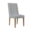 Natural Studded Fabric Dining Chair Set of 2 by Lavishway | Dining Chairs-36139