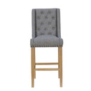 Button Back Fabric Light Grey Bar Stool by Lavishway | Bar Stools-31143