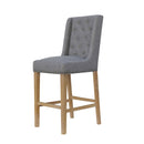 Button Back Fabric Light Grey Bar Stool by Lavishway | Bar Stools-31145