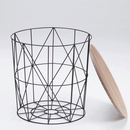 Cosmo Oak Finish Top Black Cage Side Table by Lavishway | Side Tables-49879