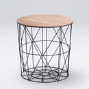 Cosmo Oak Finish Top Black Cage Side Table by Lavishway | Side Tables-49878