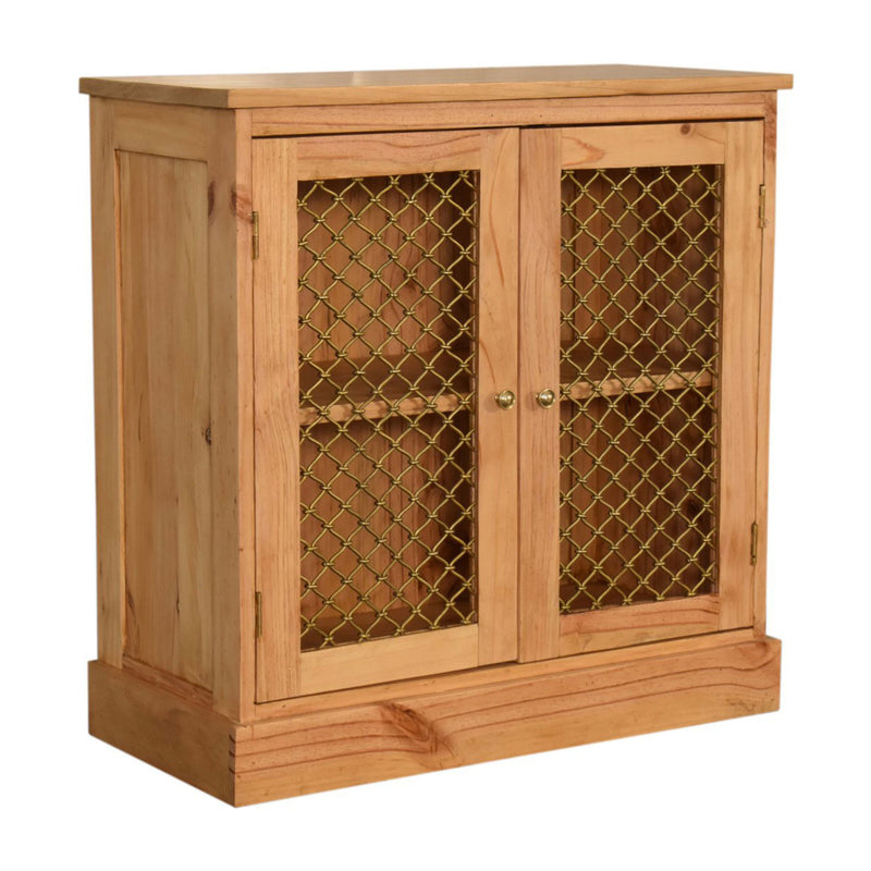 Caged Contemporary 2 Doors Pine Cabinet by Lavishway | Display Cabinet-22330