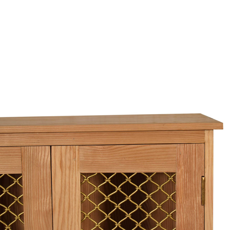 Caged Oak Finish 2 Doors Cabinet by Lavishway | Display Cabinet-22356