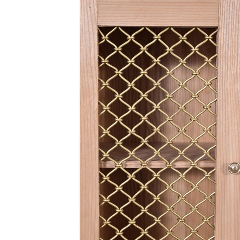 Caged Oak Finish 2 Doors Cabinet by Lavishway | Display Cabinet-22354