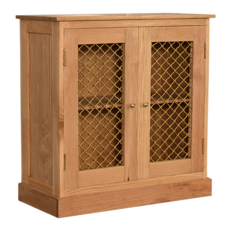 Caged Oak Finish 2 Doors Cabinet by Lavishway | Display Cabinet-22352