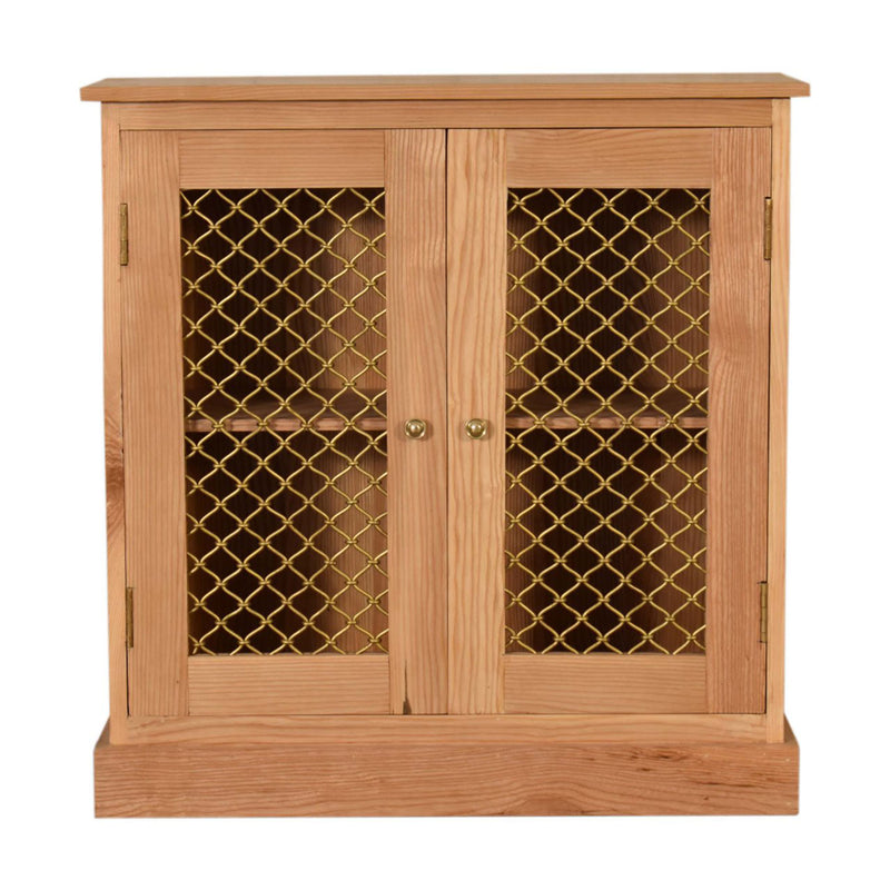 Caged Oak Finish 2 Doors Cabinet by Lavishway | Display Cabinet-22353