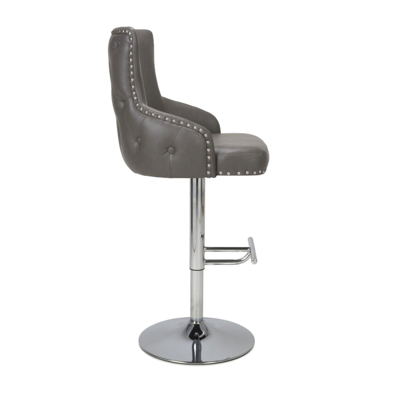 Cairo Grey Leather Effect Bar Stool Lavishway UK