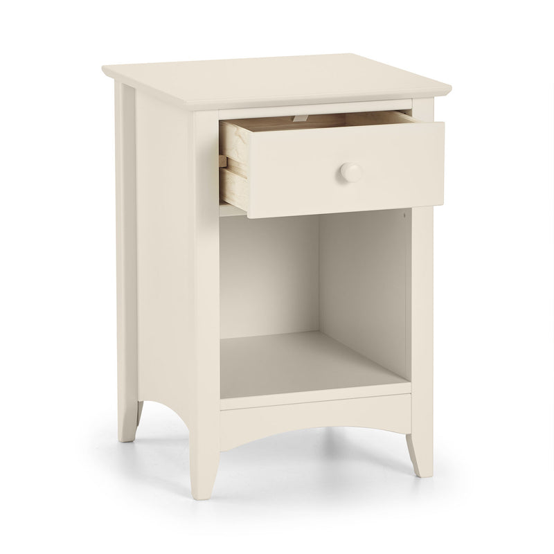 Cameo 1 Drawer Stone White Bedside Table by Lavishway | Bedside Tables-20881