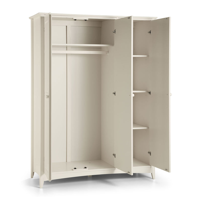 Cameo 3 Doors Stone White Wardrobe by Lavishway | Wardrobe-20866