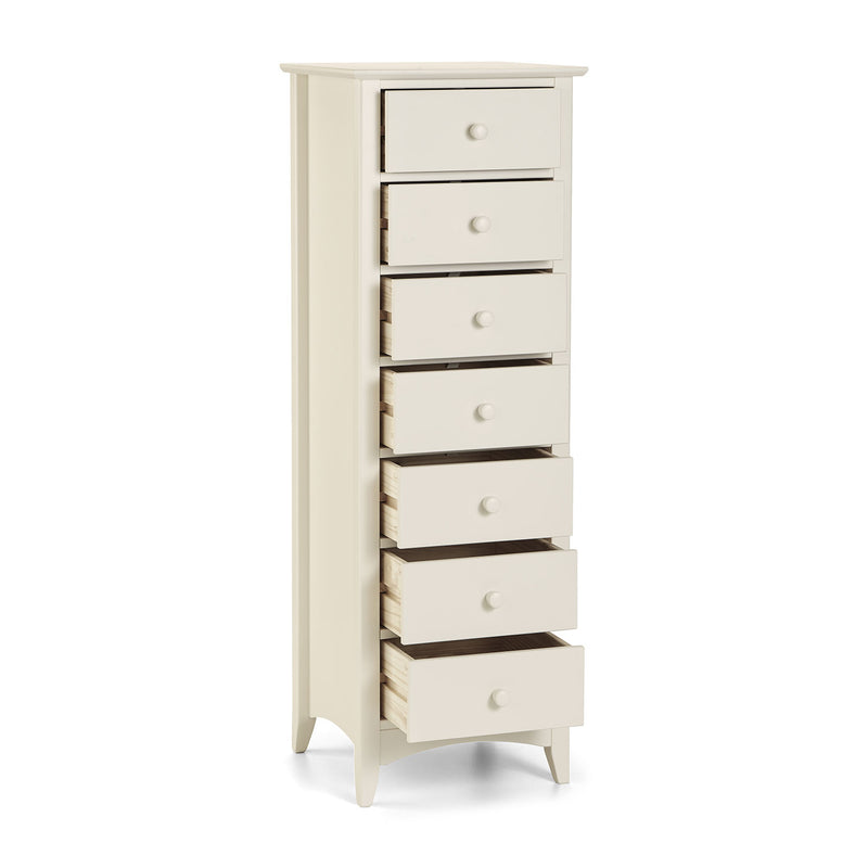Cameo 7 Drawers Stone White Narrow Chest by Lavishway | Chest Of Drawers-20821