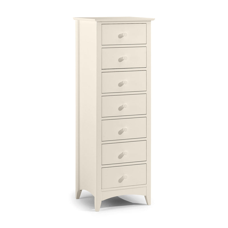 Cameo 7 Drawers Stone White Narrow Chest by Lavishway | Chest Of Drawers-20820