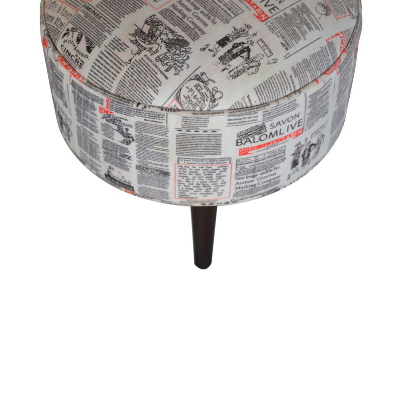 Camilla News Printed Velvet Round Footstool by Lavishway | Footstool-57578