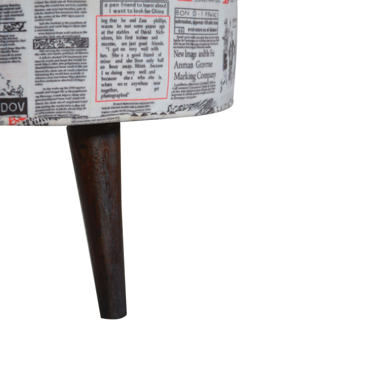 Camilla News Printed Velvet Round Footstool by Lavishway | Footstool-57577