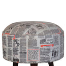 Camilla News Printed Velvet Round Footstool by Lavishway | Footstool-57574