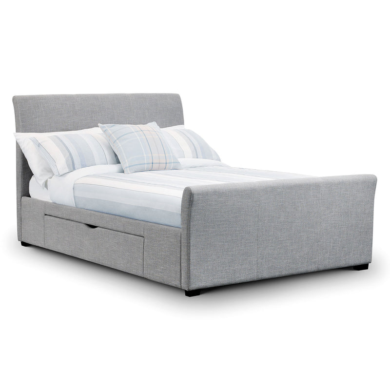 Capri 2 Drawers Light Grey Fabric Bed by Lavishway | Fabric Beds-20750