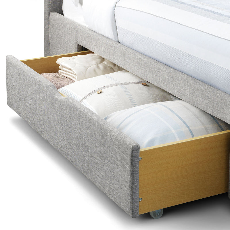 Capri 2 Drawers Light Grey Fabric Bed by Lavishway | Fabric Beds-20751
