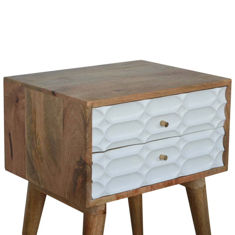 Capsule 2 Drawers Carved Bedside Table by Lavishway | Bedside Tables-22283