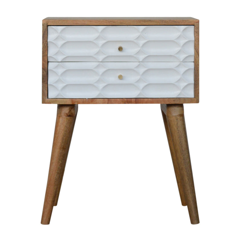 Capsule 2 Drawers Carved Bedside Table by Lavishway | Bedside Tables-22282