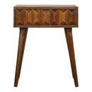 Carved Solid Wood Chestnut Bedside Table by Lavishway | Bedside Tables-22132