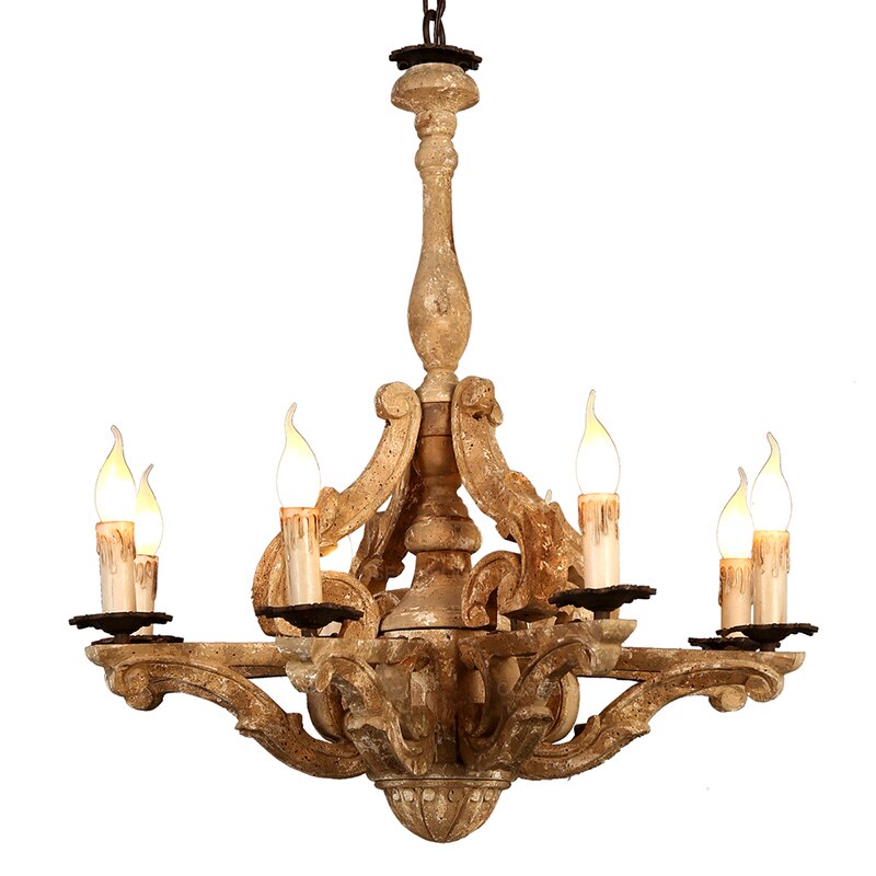 Carved Vintage Wooden Chandelier by Lavishway | Pendant Lighting-39852