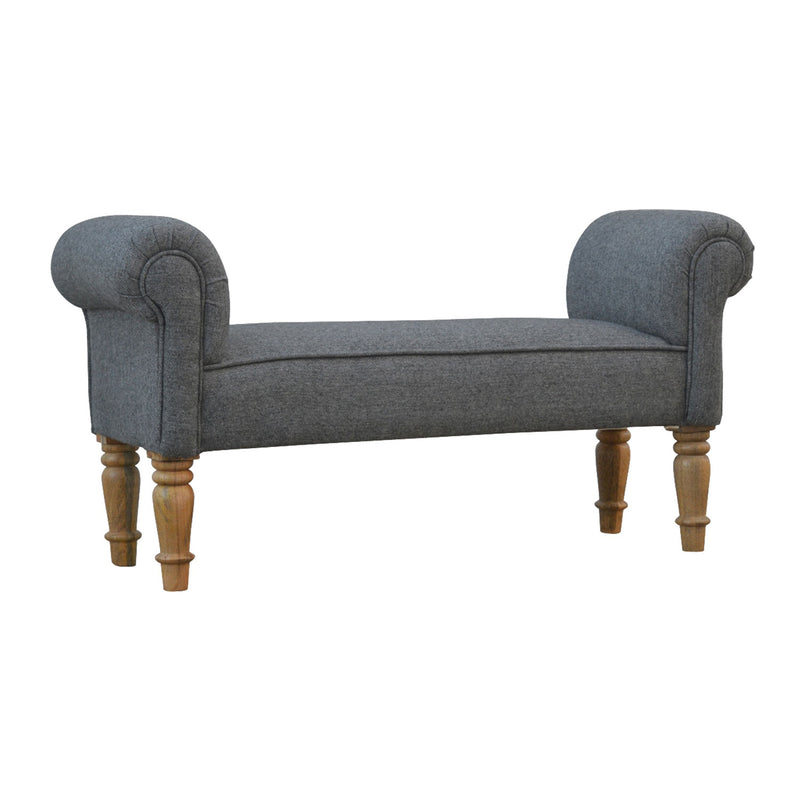 Carver Grey Tweed Fabric Bench by Lavishway | Benches & Storage Benches-22546