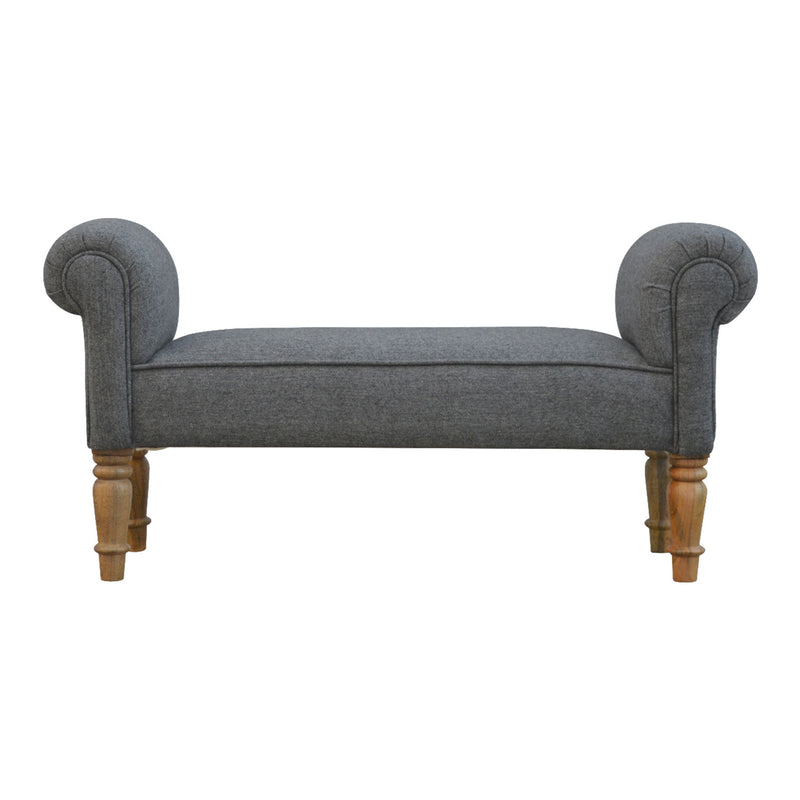 Carver Grey Tweed Fabric Bench by Lavishway | Benches & Storage Benches-22547