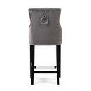 Chandler Brushed Velvet Grey Bar Chair by Lavishway | Bar Stools-27218