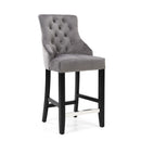Chandler Brushed Velvet Grey Bar Chair by Lavishway | Bar Stools-27215