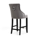 Chandler Brushed Velvet Grey Bar Chair by Lavishway | Bar Stools-27217