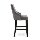 Chandler Brushed Velvet Grey Bar Chair by Lavishway | Bar Stools-27216