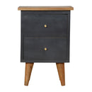 Charcoal 2 Drawers Black Bedside Table by Lavishway | Bedside Tables-22073