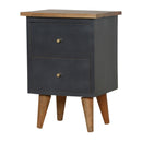 Charcoal 2 Drawers Black Bedside Table by Lavishway | Bedside Tables-22074