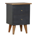 Charcoal 2 Drawers Black Bedside Table by Lavishway | Bedside Tables-22072