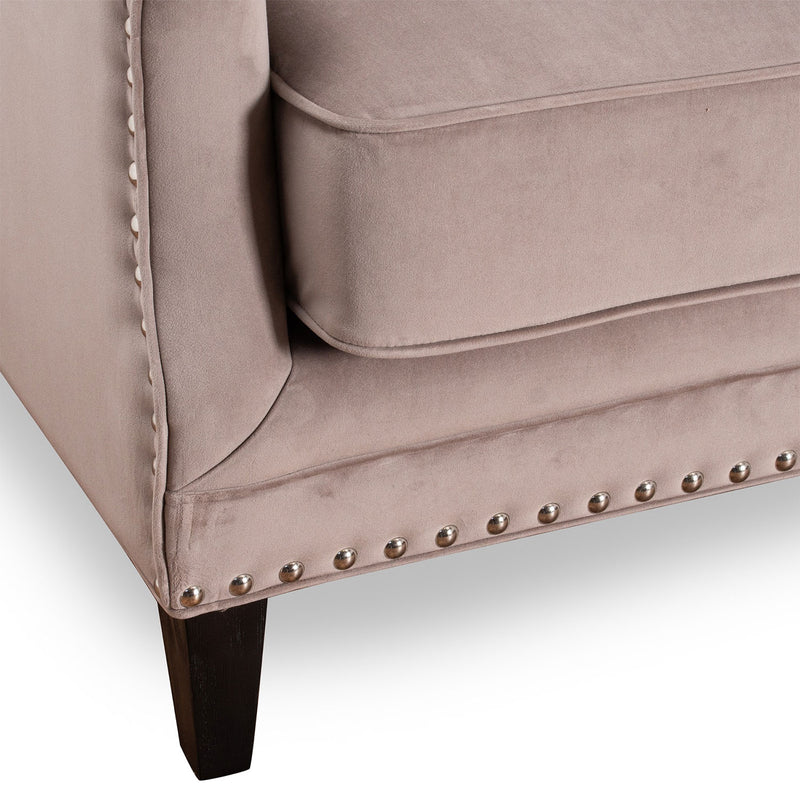 Chelsea Beige Velvet Studded 2 Seater Sofa by Lavishway | Velvet Sofa-51221