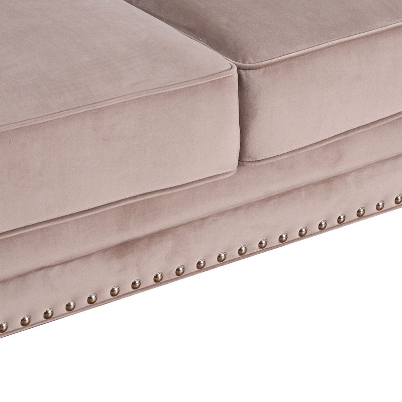 Chelsea Beige Velvet Studded 2 Seater Sofa by Lavishway | Velvet Sofa-51220