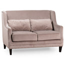 Chelsea Beige Velvet Studded 2 Seater Sofa by Lavishway | Velvet Sofa-51218