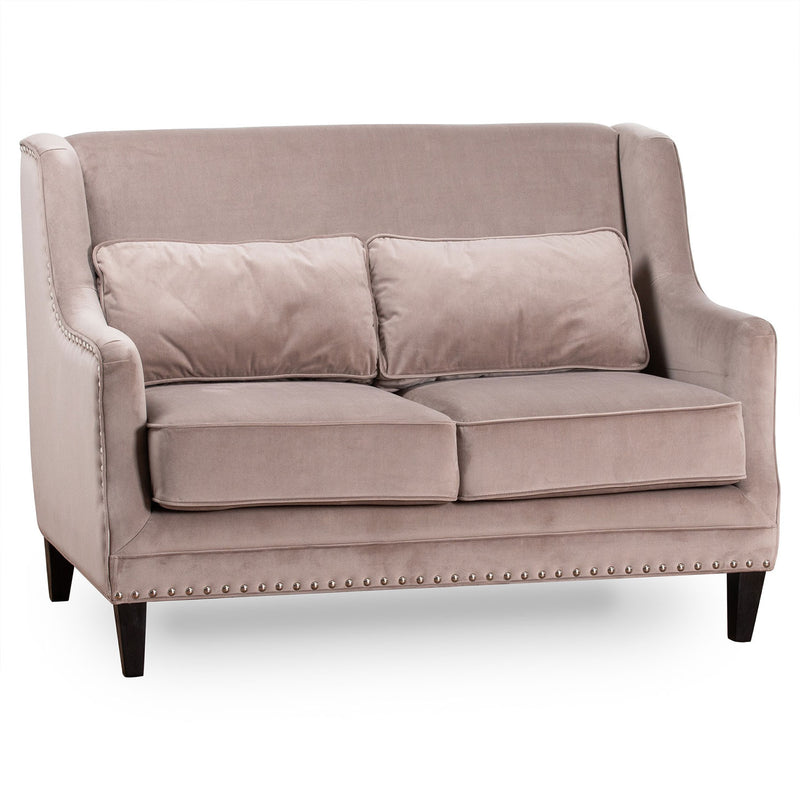 Chelsea Beige Velvet Studded 2 Seater Sofa by Lavishway | Velvet Sofa-51218