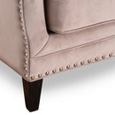 Chelsea Beige Velvet Studded Armchair by Lavishway | Velvet Sofa-51227