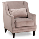 Chelsea Beige Velvet Studded Armchair by Lavishway | Velvet Sofa-51225
