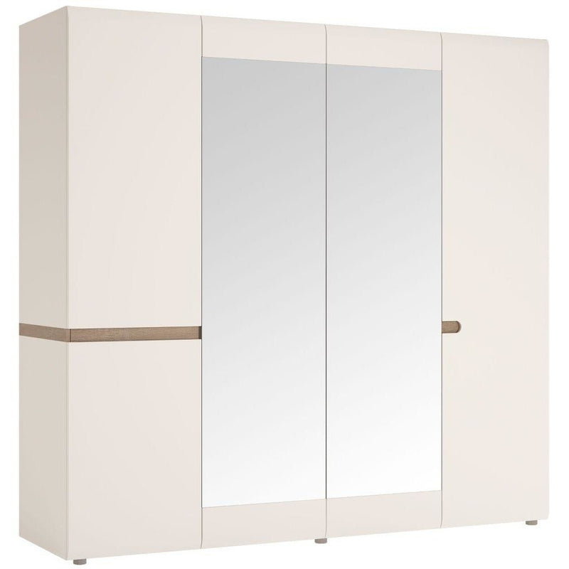 Chelsea 4 Door with Mirror Wardrobe by Lavishway | Wardrobe-45335