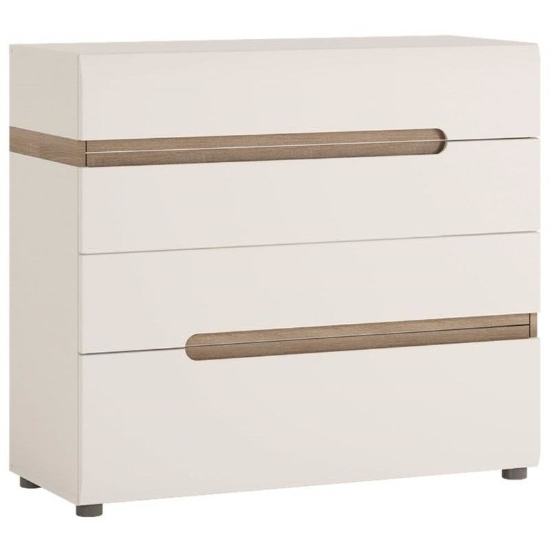 Chelsea 4 Drawer Chest With Truffle Oak Trim by Lavishway | Chest Of Drawers-45330
