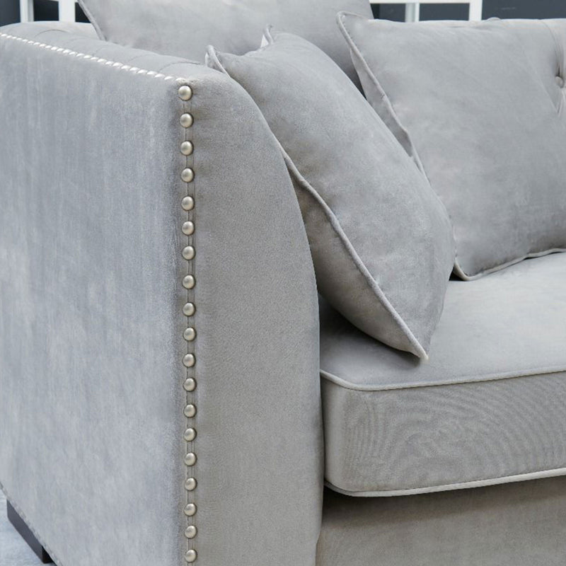 Chester Grey Velvet Corner Sofa by Lavishway | Velvet Sofa-25270