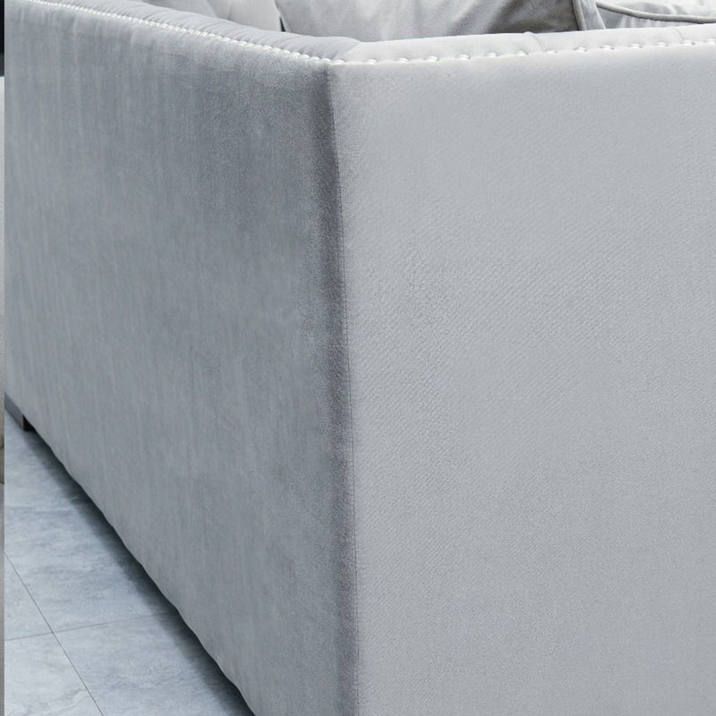 Chester Grey Velvet Corner Sofa by Lavishway | Velvet Sofa-25269