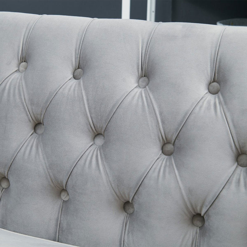 Chester Grey Velvet Corner Sofa by Lavishway | Velvet Sofa-25267