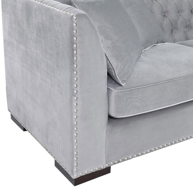 Chester Grey Velvet Corner Sofa by Lavishway | Velvet Sofa-25266