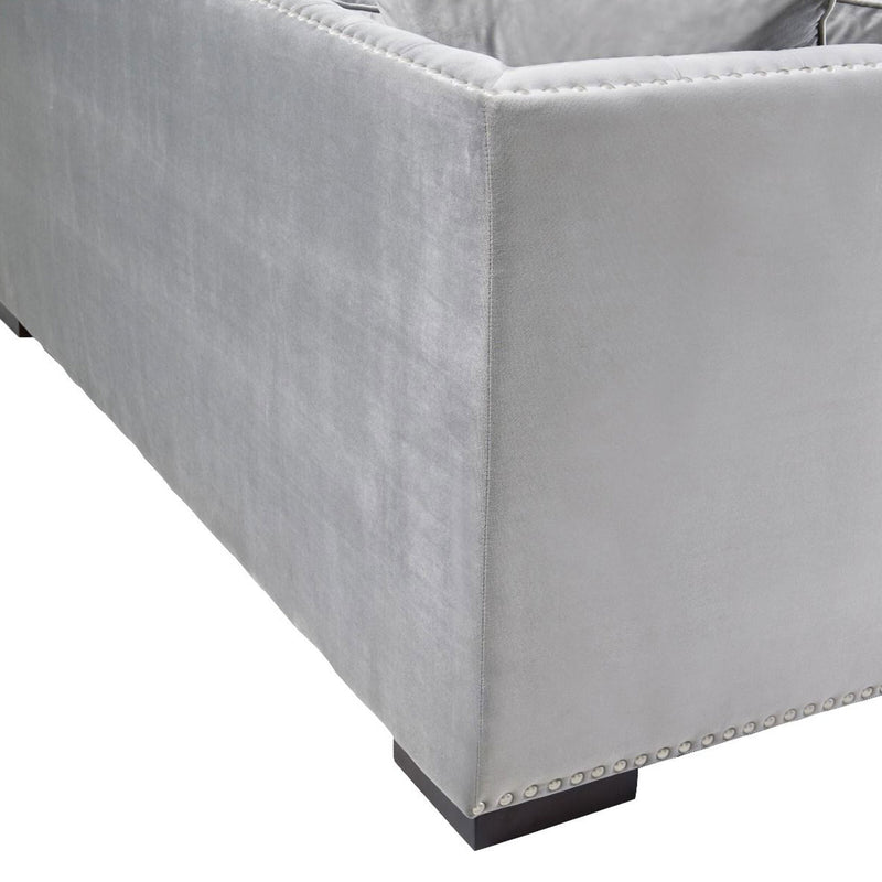 Chester Grey Velvet Corner Sofa by Lavishway | Velvet Sofa-25265